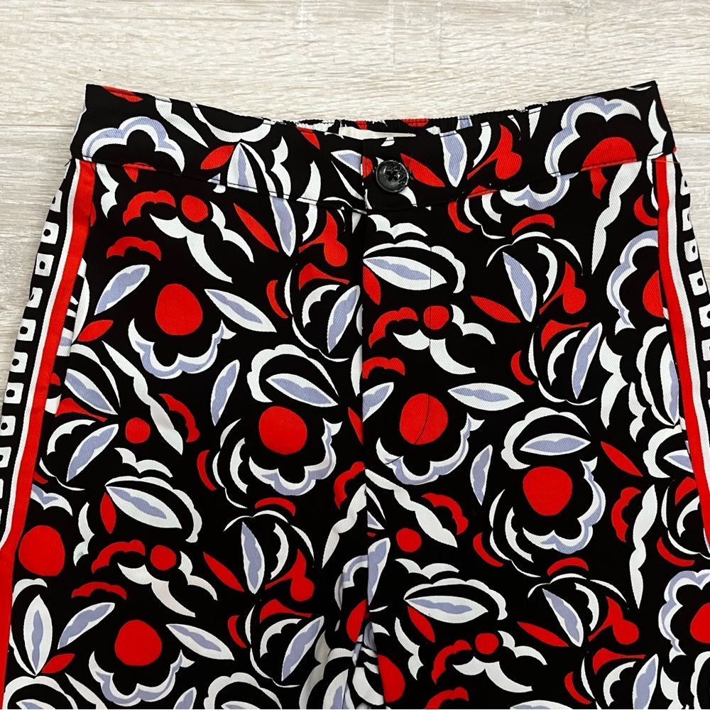 Anthropologie Women’s High-Waisted Wide LegPants in Black & Orange Floral Size 4 - Picture 3 of 6